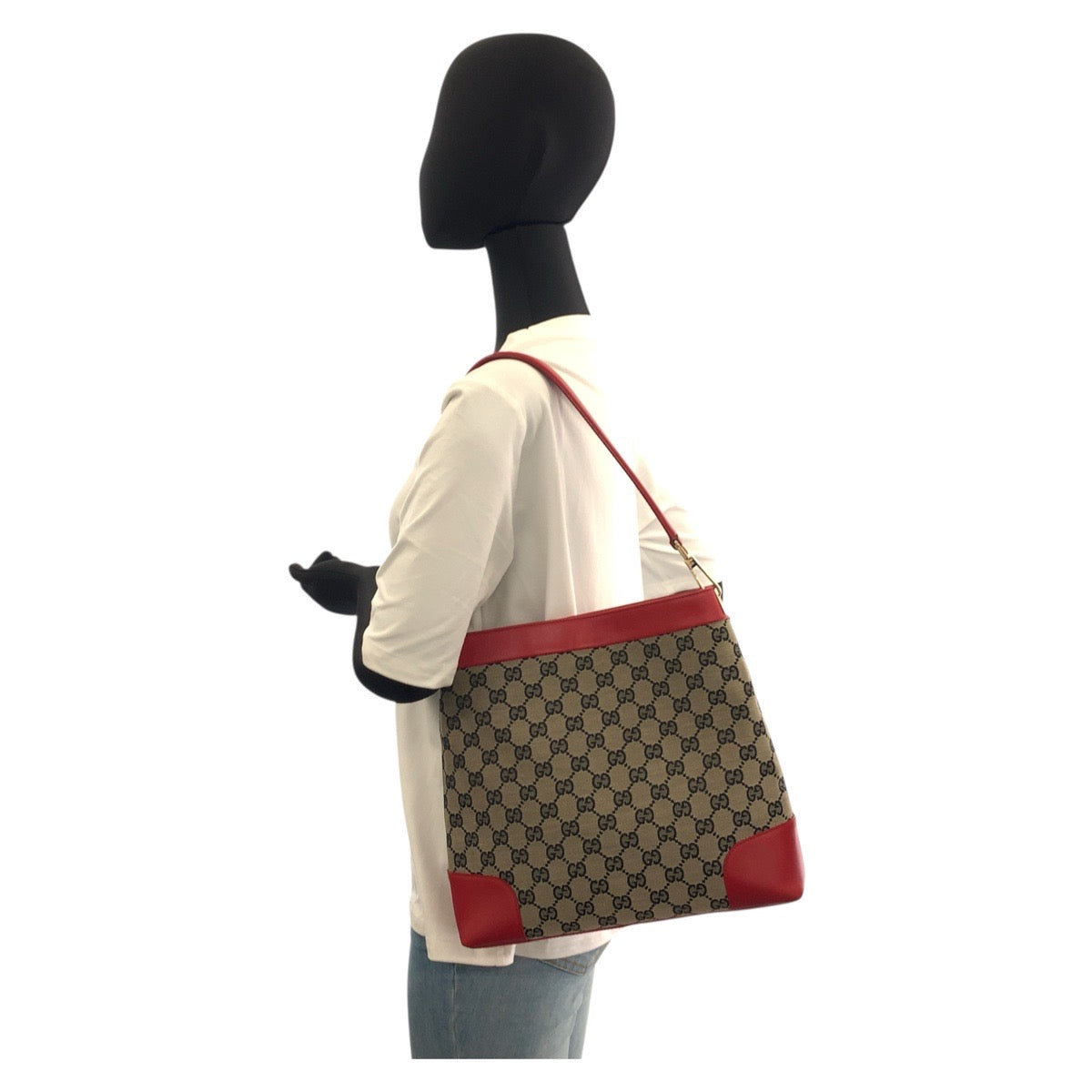 GUCCI Shoulder Bag 001 4231 GG canvas Beige Red Gold Metal