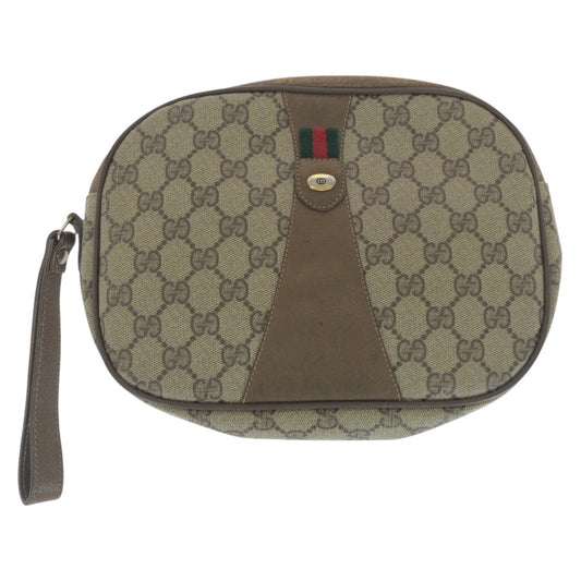 GUCCI Clutch bag 89 01 034 GG Supreme Canvas Beige brown Sherry line