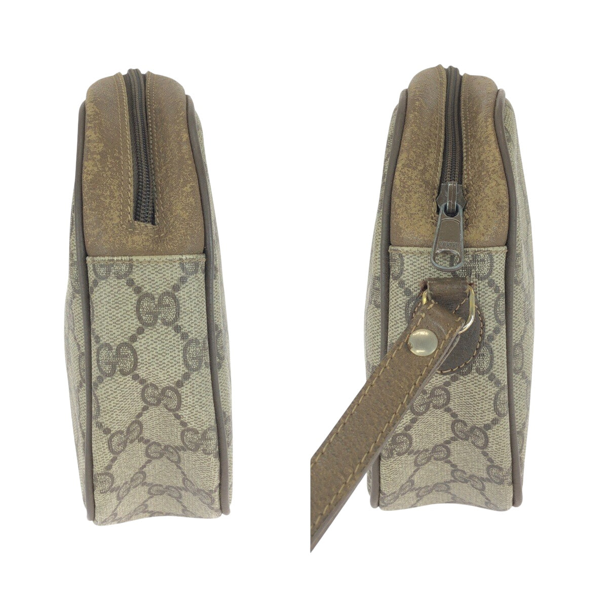 GUCCI Clutch bag 89 01 034 GG Supreme Canvas Beige brown Sherry line