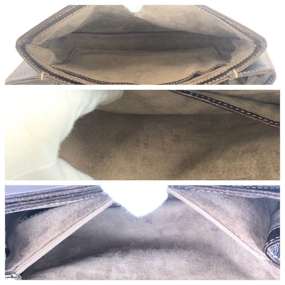 GUCCI Handbag 000 406 0147 leather Brown Gold Metal Old Gucci Bamboo