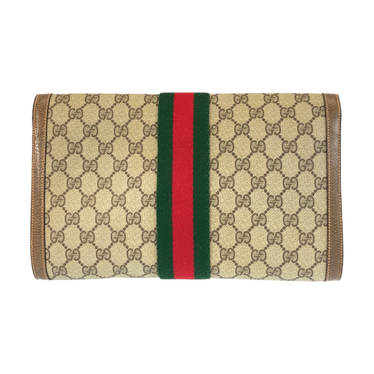 GUCCI Clutch bag 89 01 007 GG Supreme Canvas Beige Gold Metal Sherry line