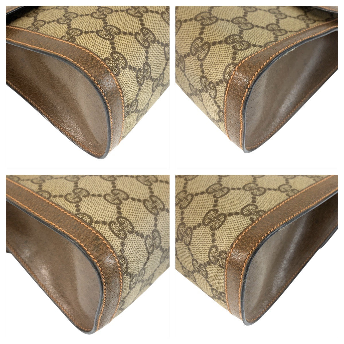 GUCCI Clutch bag 89 01 007 GG Supreme Canvas Beige Gold Metal Sherry line