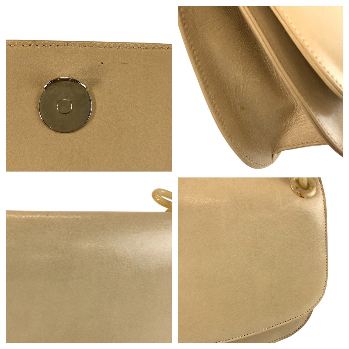 PRADA Shoulder Bag 77 leather beige logo