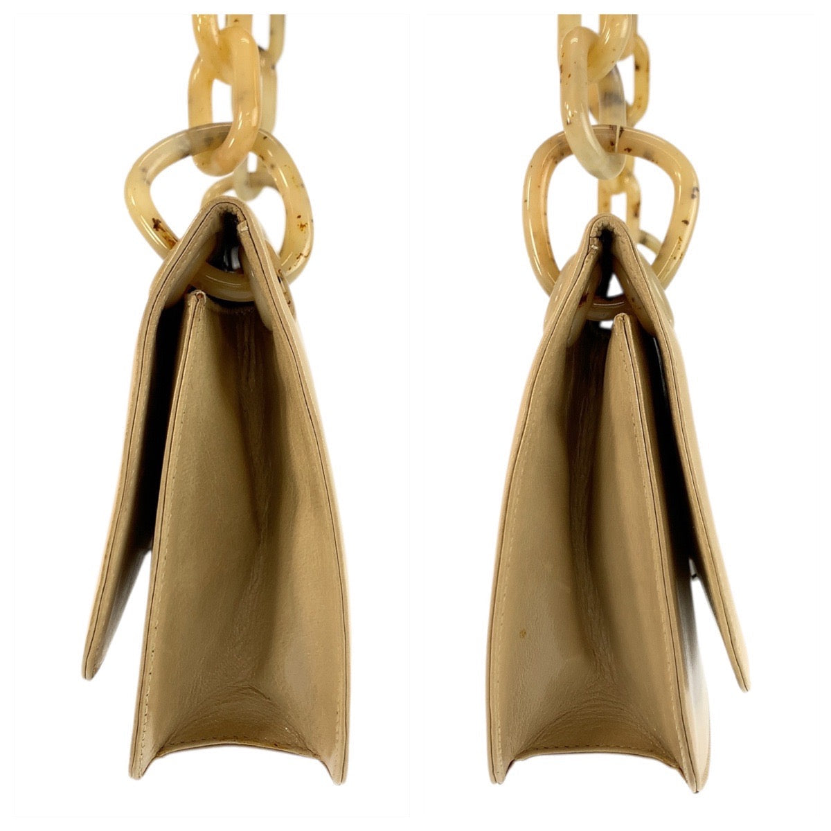 PRADA Shoulder Bag 77 leather beige logo