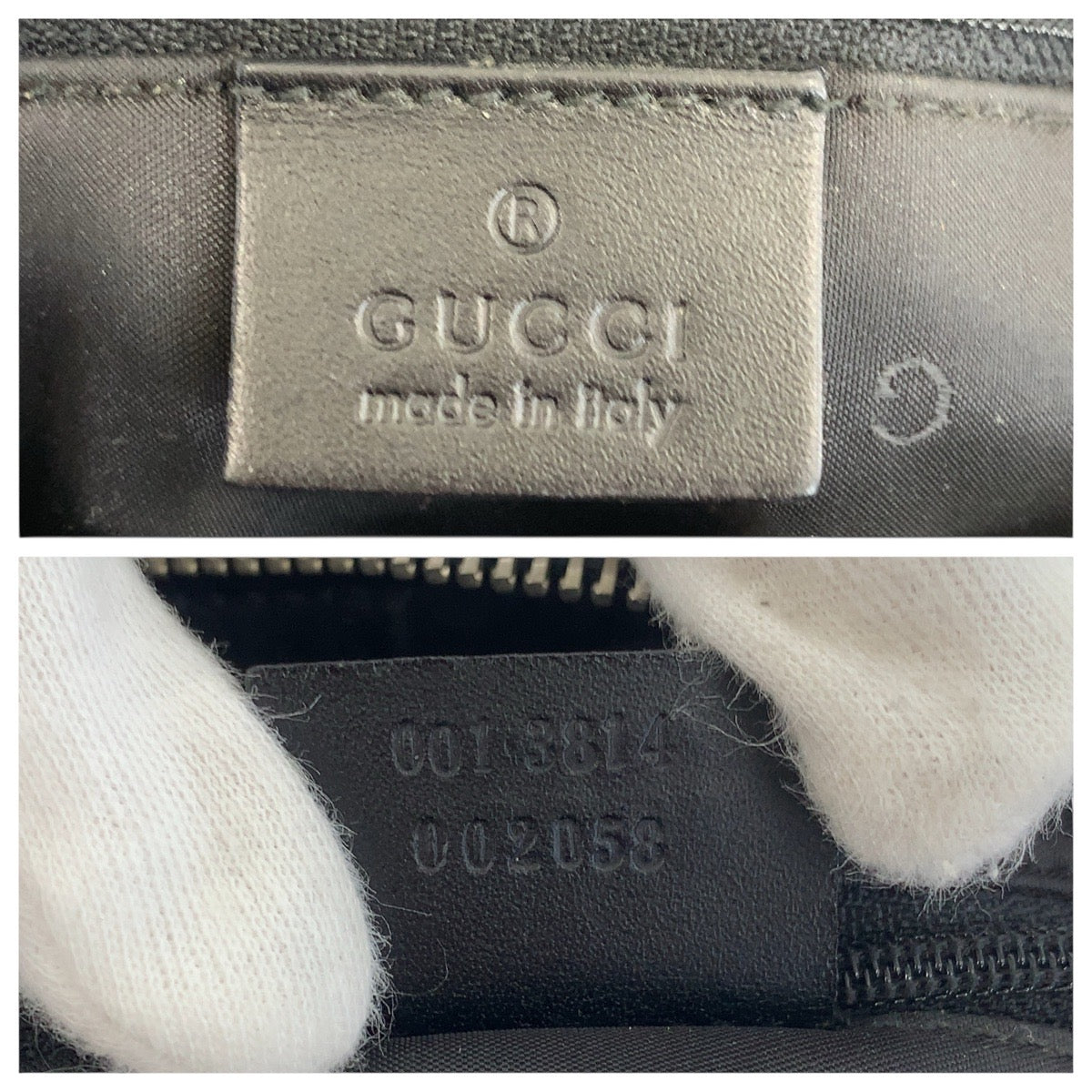 GUCCI Shoulder Bag 001 3814 GG canvas Black Silver