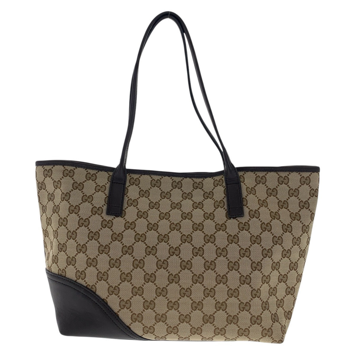 GUCCI Tote Bag 169946 GG canvas Beige Dark Brown Gold Metal Newbrit