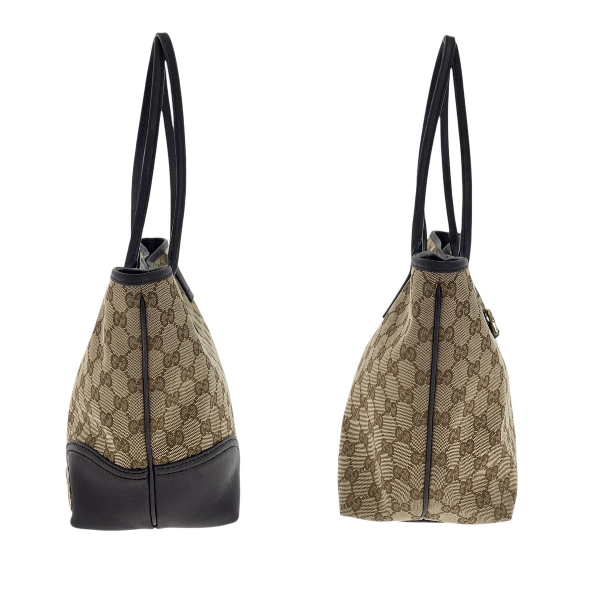 GUCCI Tote Bag 169946 GG canvas Beige Dark Brown Gold Metal Newbrit