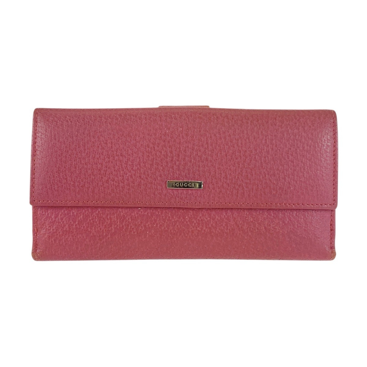 GUCCI Long Wallet Purse 143689 leather Pink SilverMetal