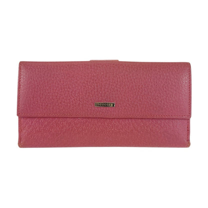 GUCCI Long Wallet Purse 143689 leather Pink SilverMetal