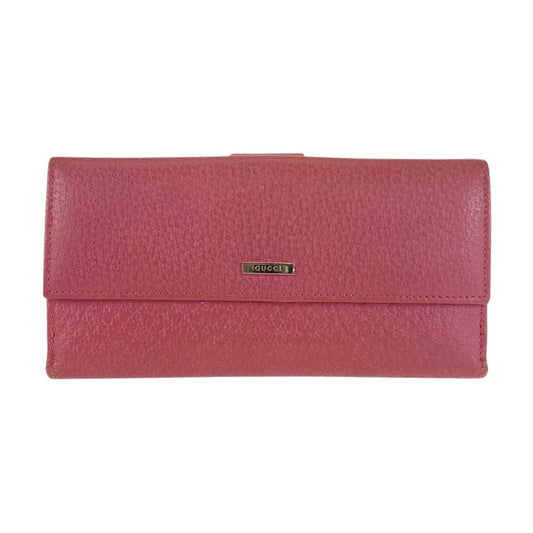 GUCCI Long Wallet Purse 143689 leather Pink SilverMetal