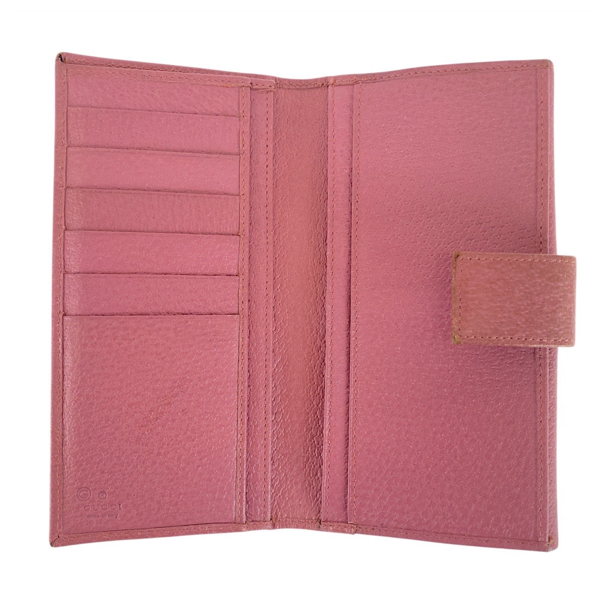 GUCCI Long Wallet Purse 143689 leather Pink SilverMetal