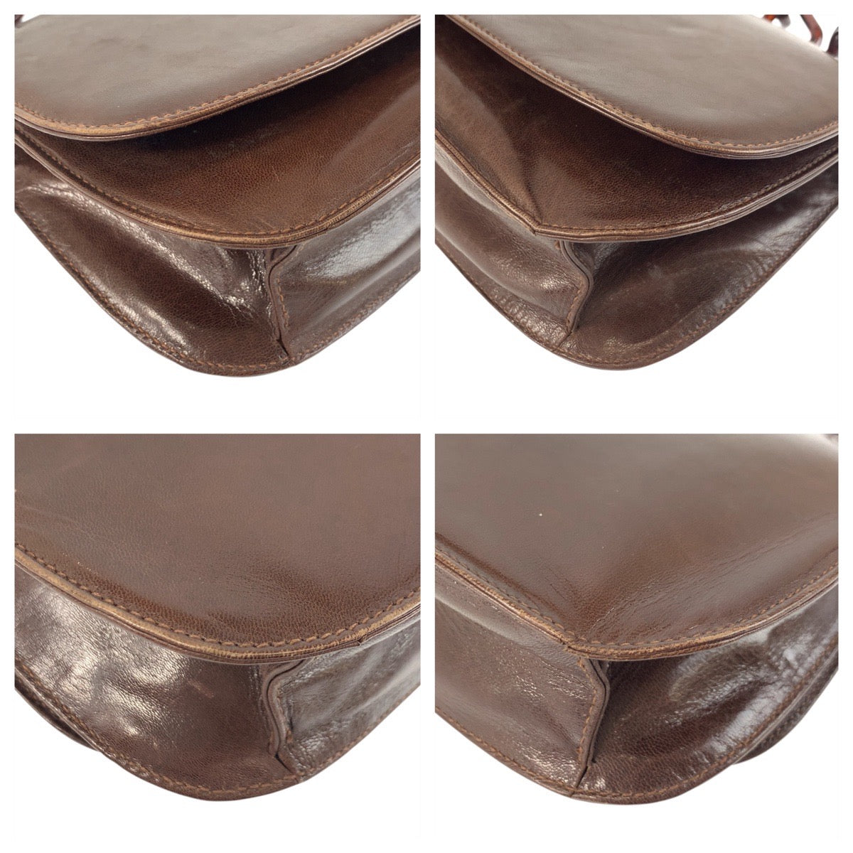 PRADA Shoulder Bag leather Brown logo