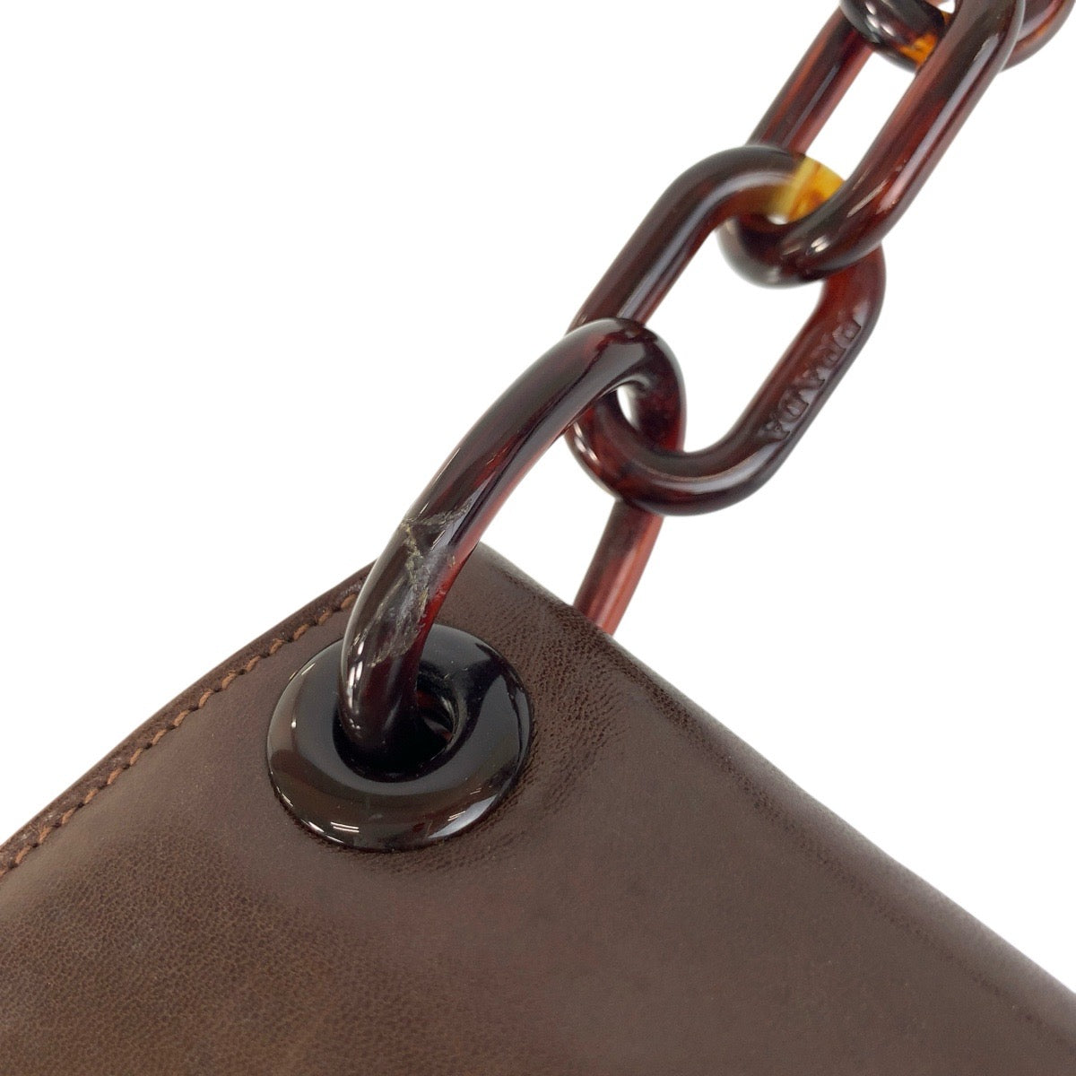 PRADA Shoulder Bag leather Brown logo