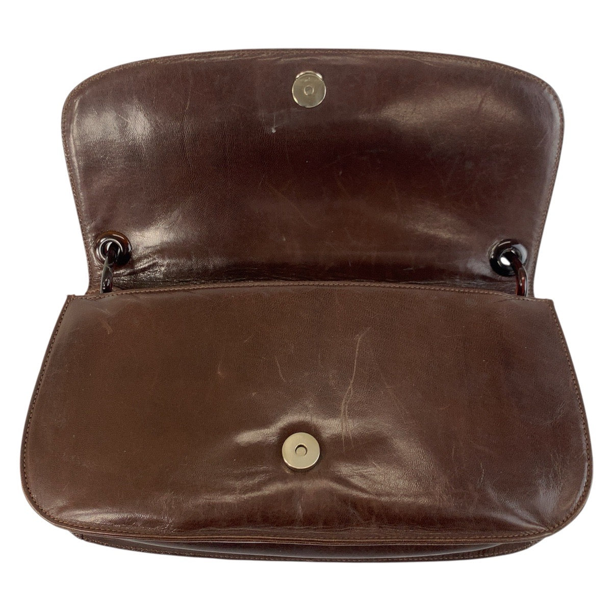 PRADA Shoulder Bag leather Brown logo