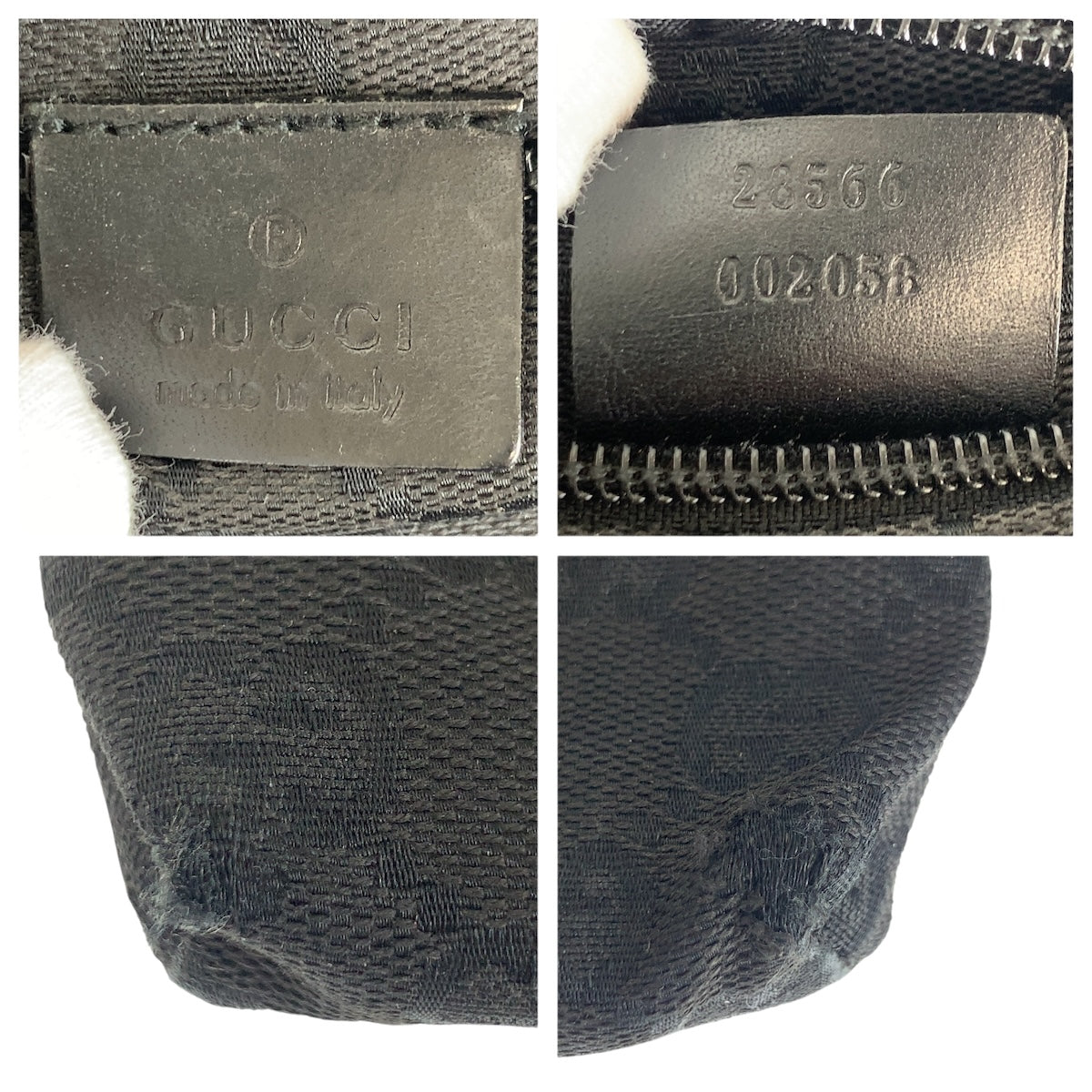 GUCCI Sling bag 28566 GG canvas Black SilverMetal