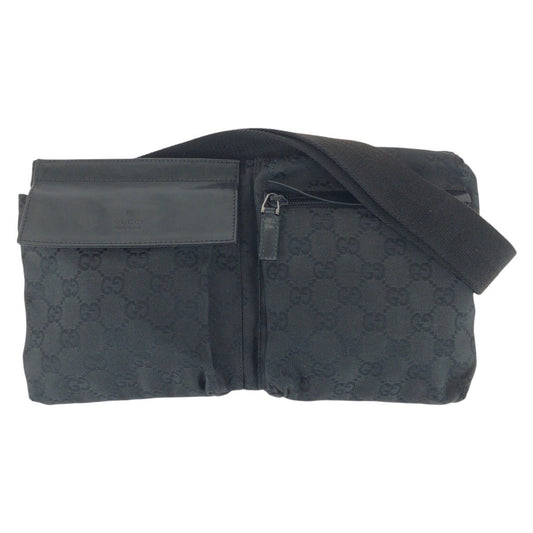 GUCCI Sling bag 28566 GG canvas Black SilverMetal
