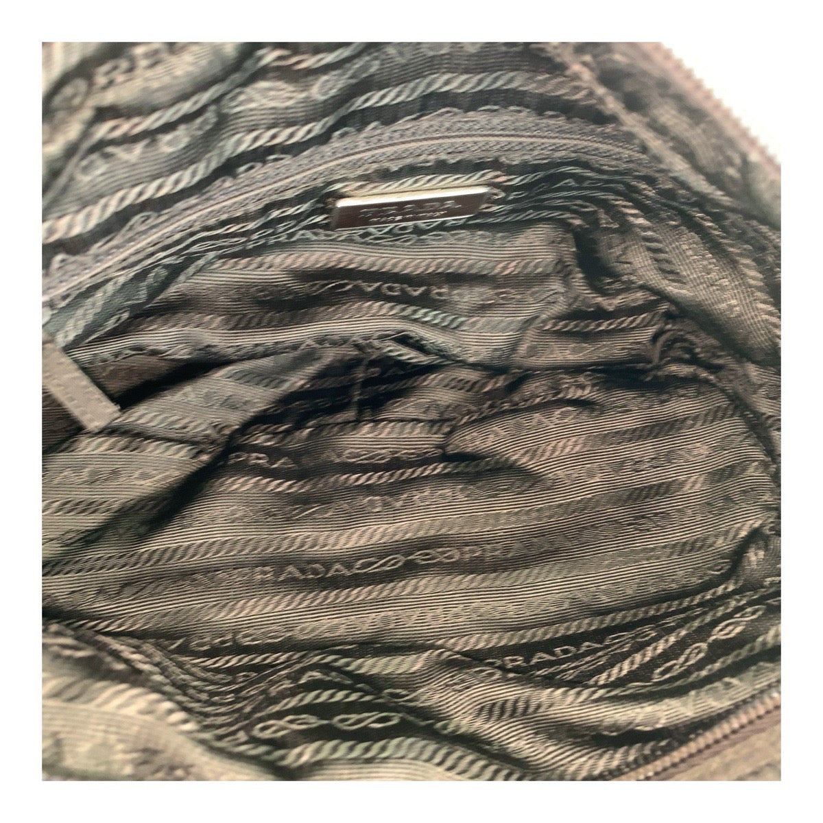 PRADA Shoulder Bag Nylon Brown Silver Metal Test Triangle With logo