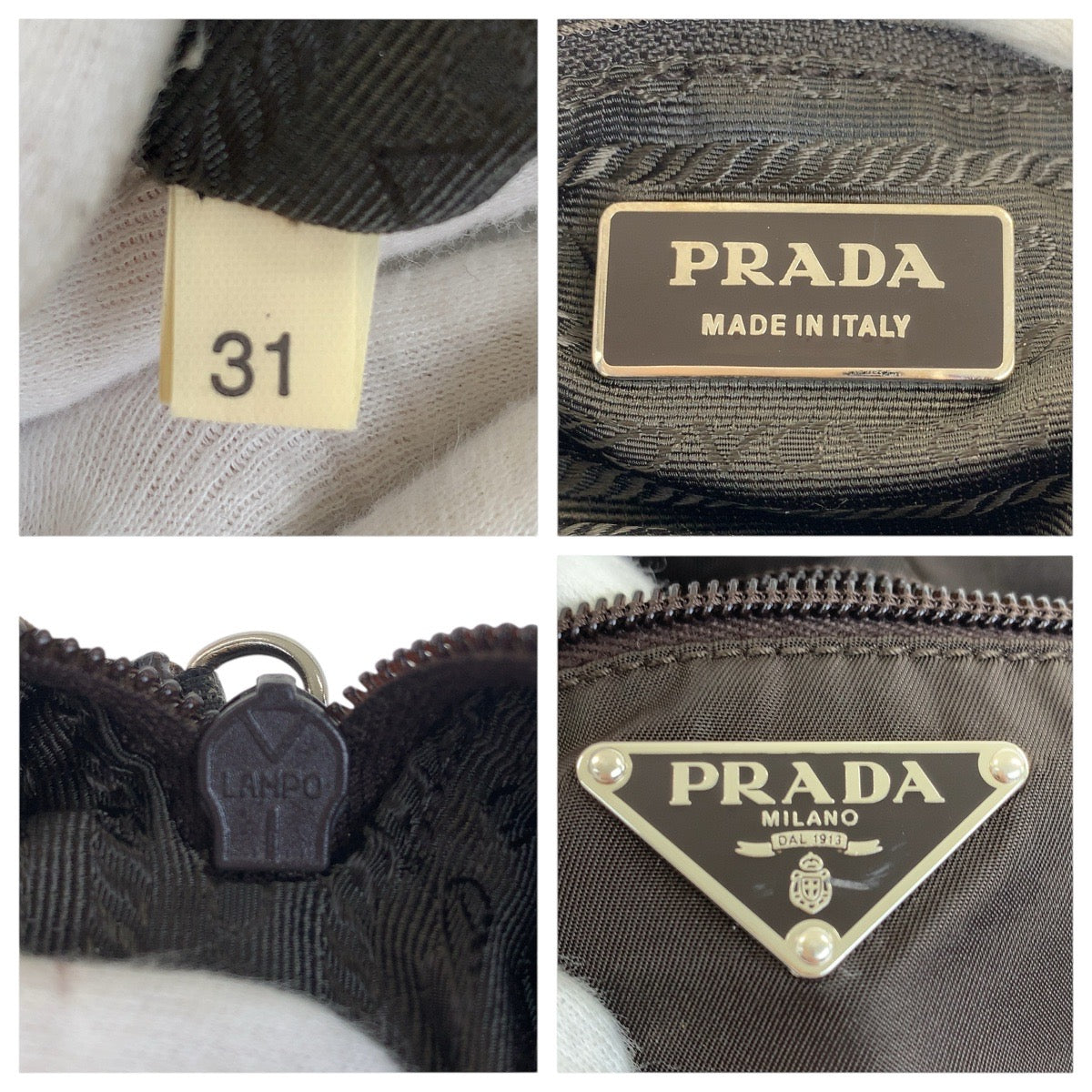 PRADA Shoulder Bag Nylon Brown Silver Metal Test Triangle With logo