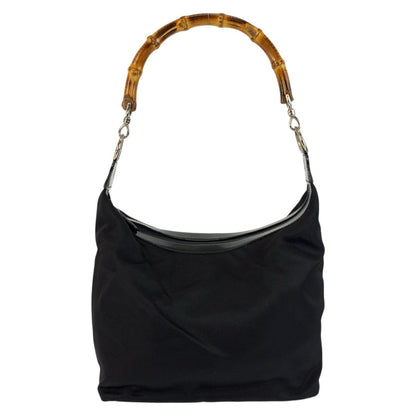 GUCCI Shoulder Bag 000 2214 0531 Nylon Black SilverMetal Bamboo