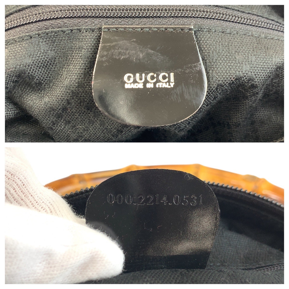 GUCCI Shoulder Bag 000 2214 0531 Nylon Black SilverMetal Bamboo