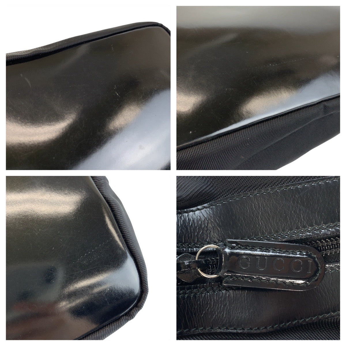 GUCCI Shoulder Bag 000 2214 0531 Nylon Black SilverMetal Bamboo