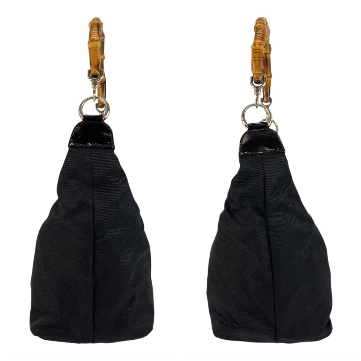 GUCCI Shoulder Bag 000 2214 0531 Nylon Black SilverMetal Bamboo