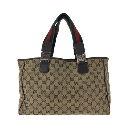 GUCCI Tote Bag 145758 GG canvas Beige SilverMetal Sherry line GG pattern