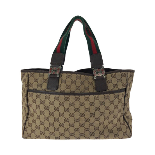 GUCCI Tote Bag 145758 GG canvas Beige SilverMetal Sherry line GG pattern