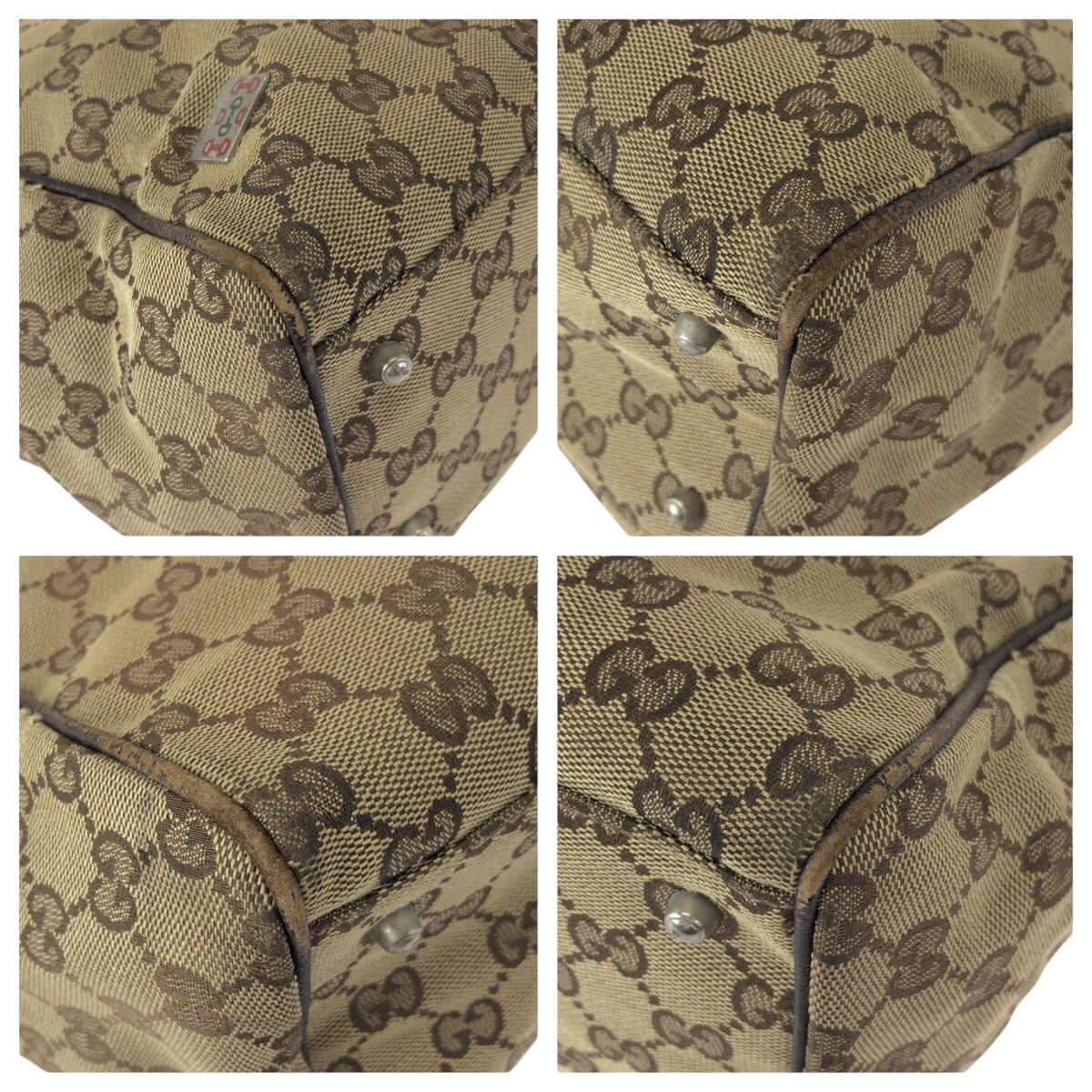 GUCCI Tote Bag 145758 GG canvas Beige SilverMetal Sherry line GG pattern