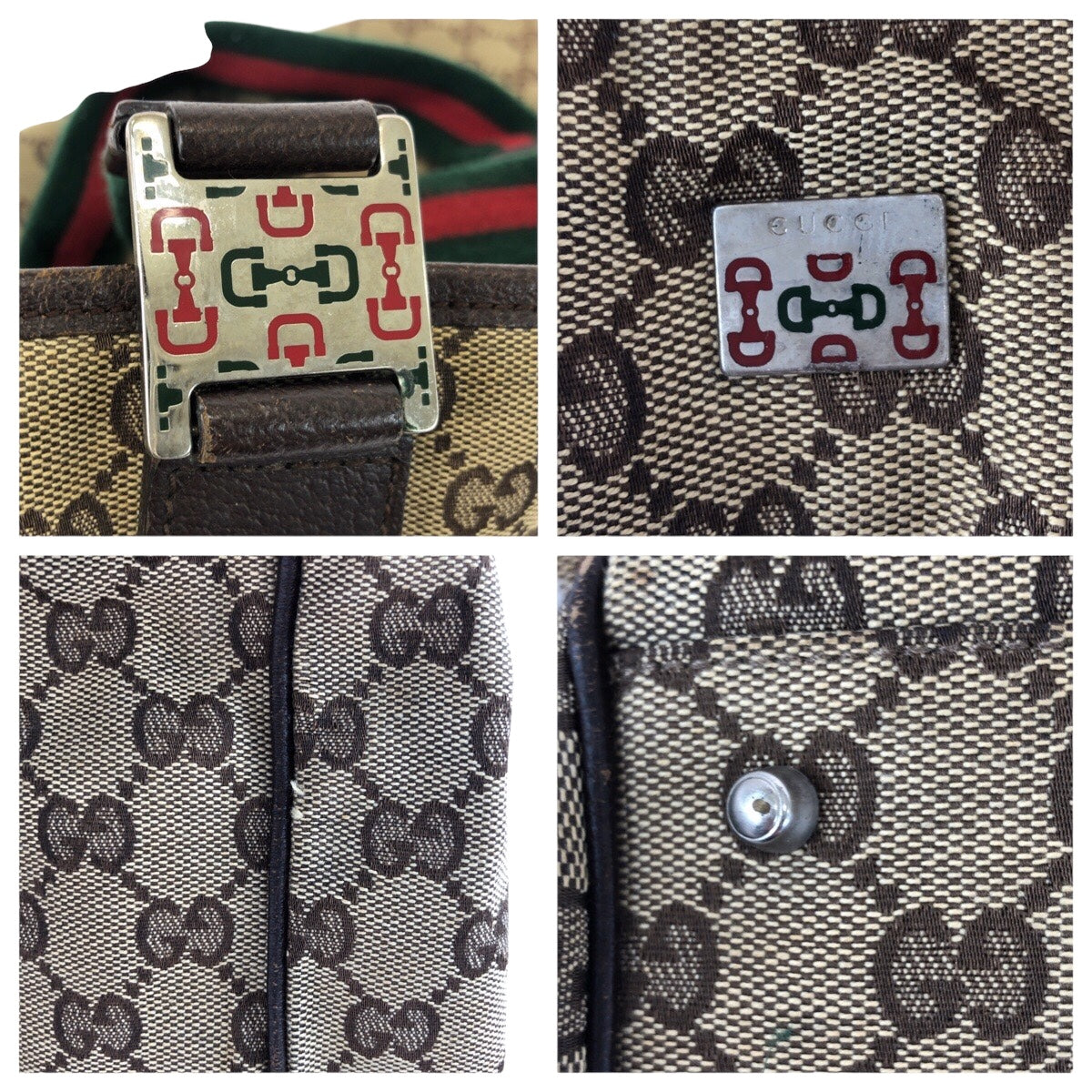 GUCCI Tote Bag 145758 GG canvas Beige SilverMetal Sherry line GG pattern