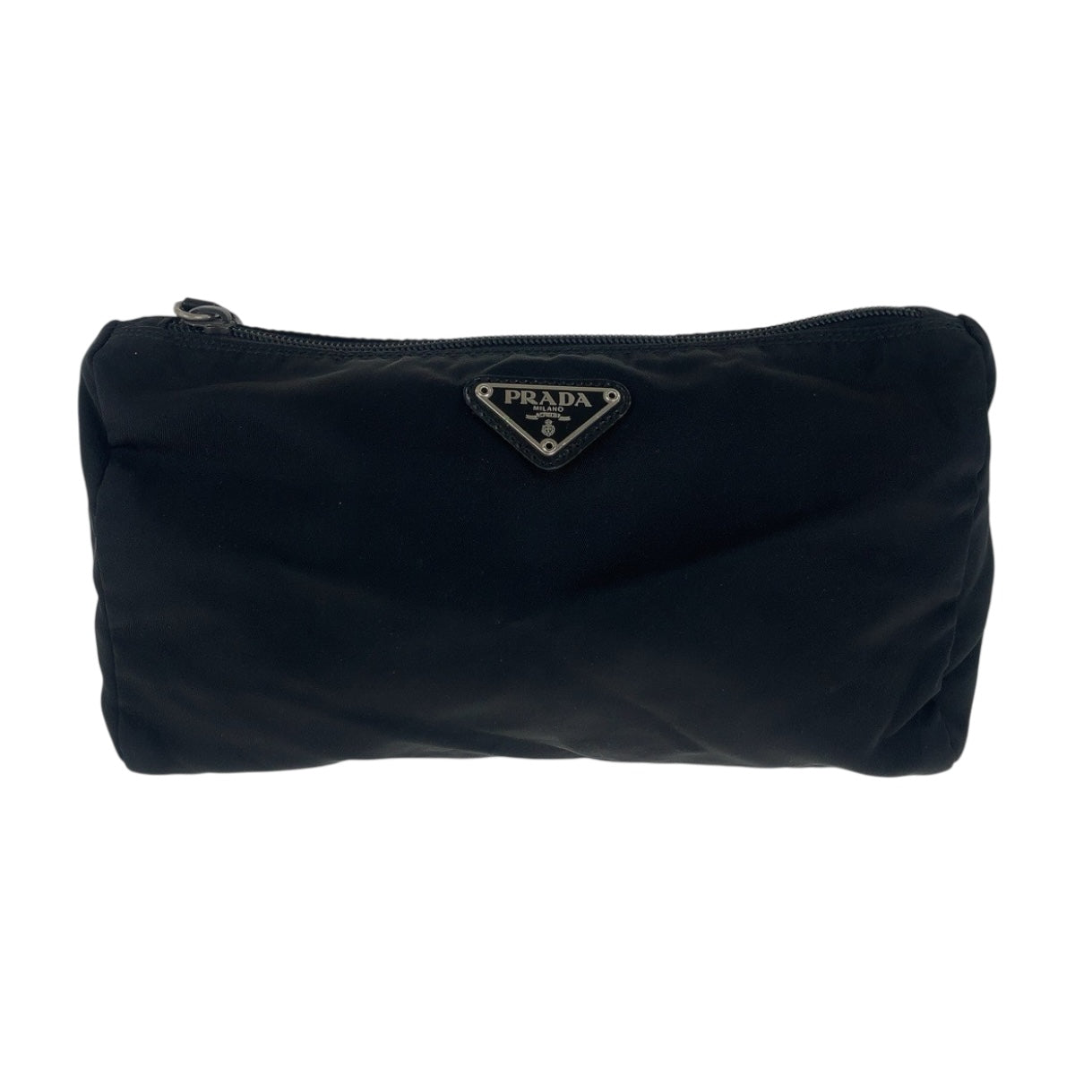 PRADA Pouch Nylon Black SilverMetal Test Triangle With logo
