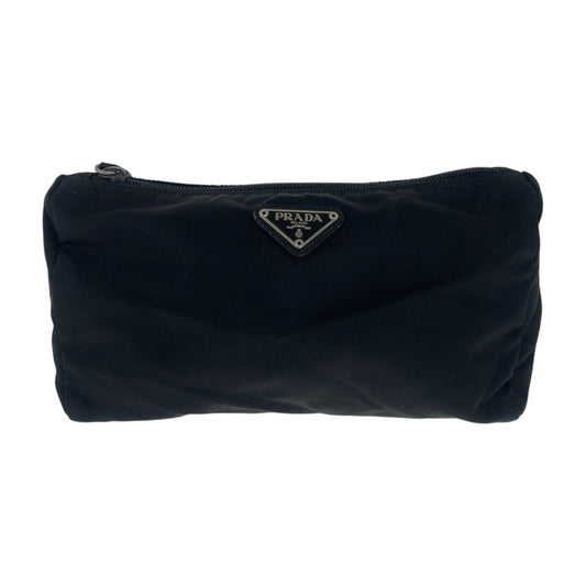 PRADA Pouch Nylon Black SilverMetal Test Triangle With logo