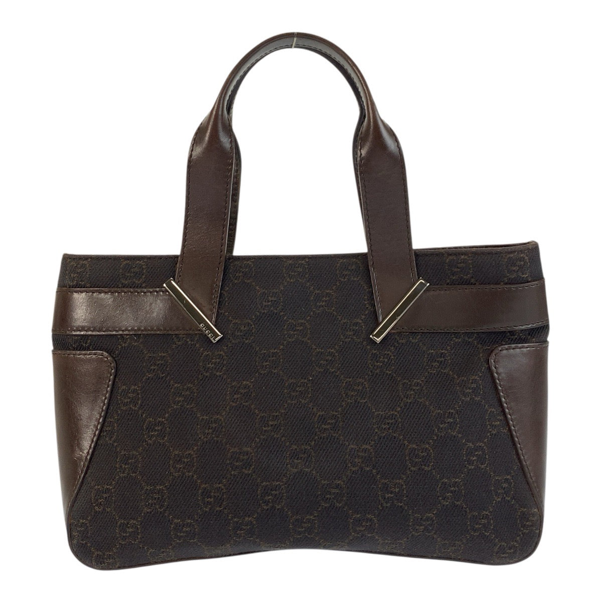 GUCCI Handbag 73984 GG canvas Brown Silver Metal