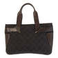GUCCI Handbag 73984 GG canvas Brown Silver Metal
