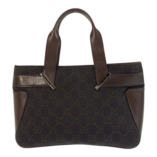 GUCCI Handbag 73984 GG canvas Brown Silver Metal