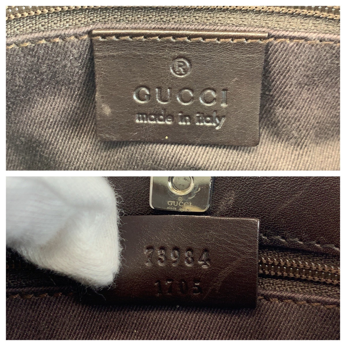 GUCCI Handbag 73984 GG canvas Brown Silver Metal