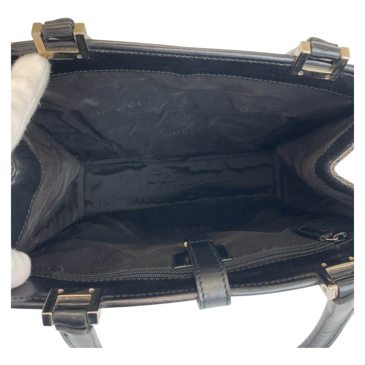 GUCCI Handbag 002 1065 GG canvas Brown Black SilverMetal Jackie