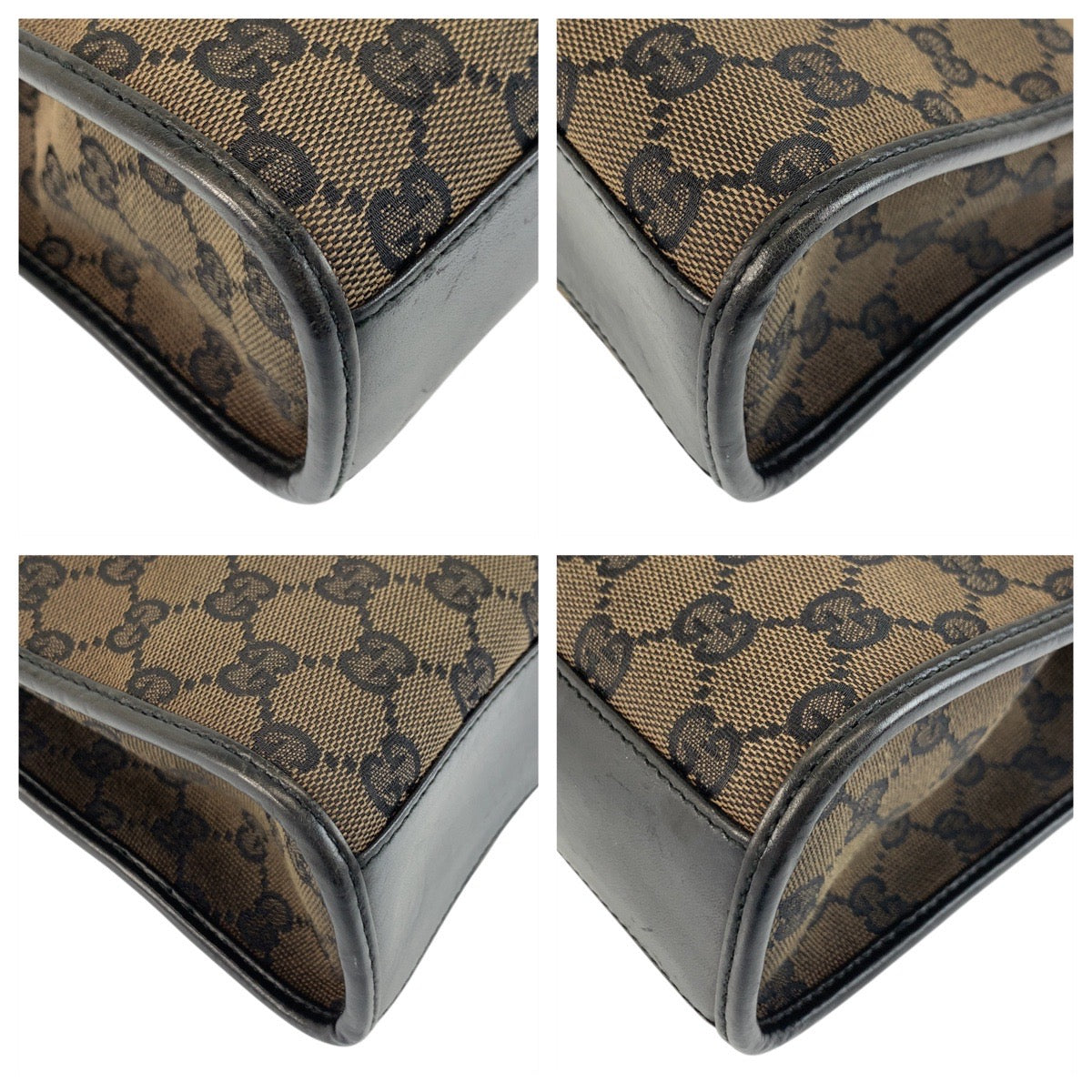 GUCCI Handbag 002 1065 GG canvas Brown Black SilverMetal Jackie