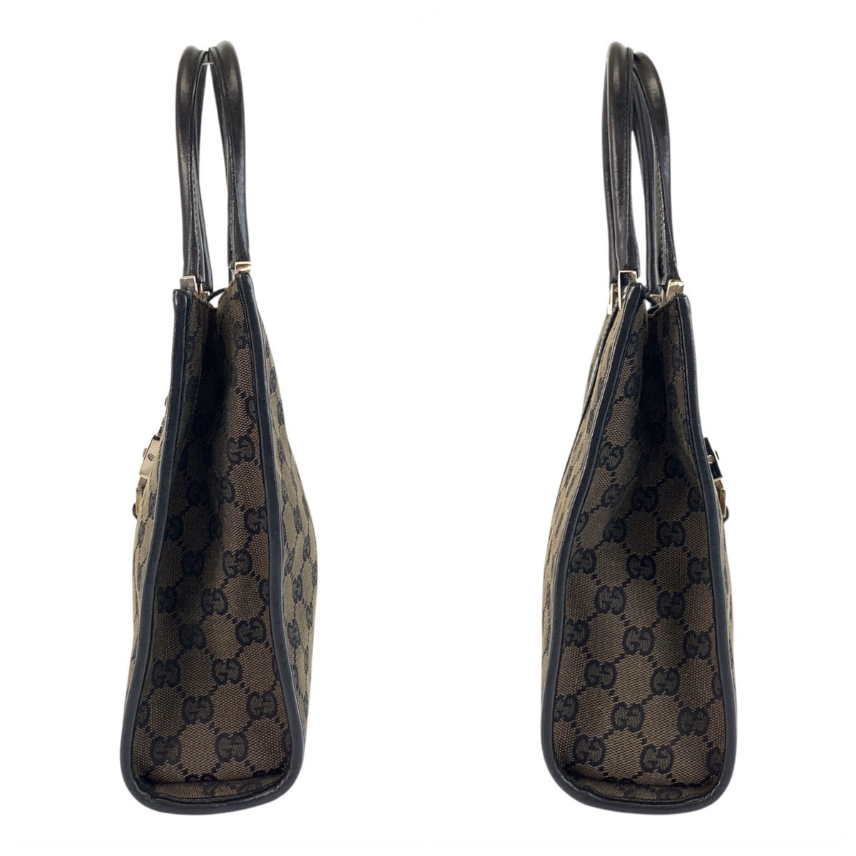 GUCCI Handbag 002 1065 GG canvas Brown Black SilverMetal Jackie