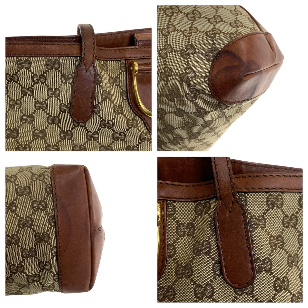 GUCCI Tote Bag 305585 GG canvas Beige brown gold