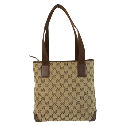 GUCCI Tote Bag 019 0402 GG canvas Beige Brown SilverMetal