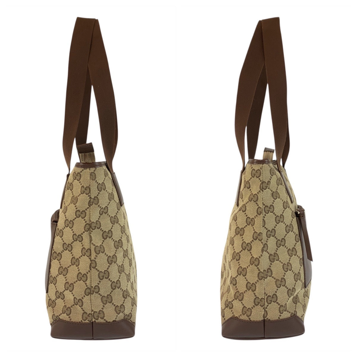 GUCCI Tote Bag 019 0402 GG canvas Beige Brown SilverMetal