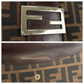 FENDI Long Wallet Purse 2400 31133 018 canvas Brown Silver Metal Zucca