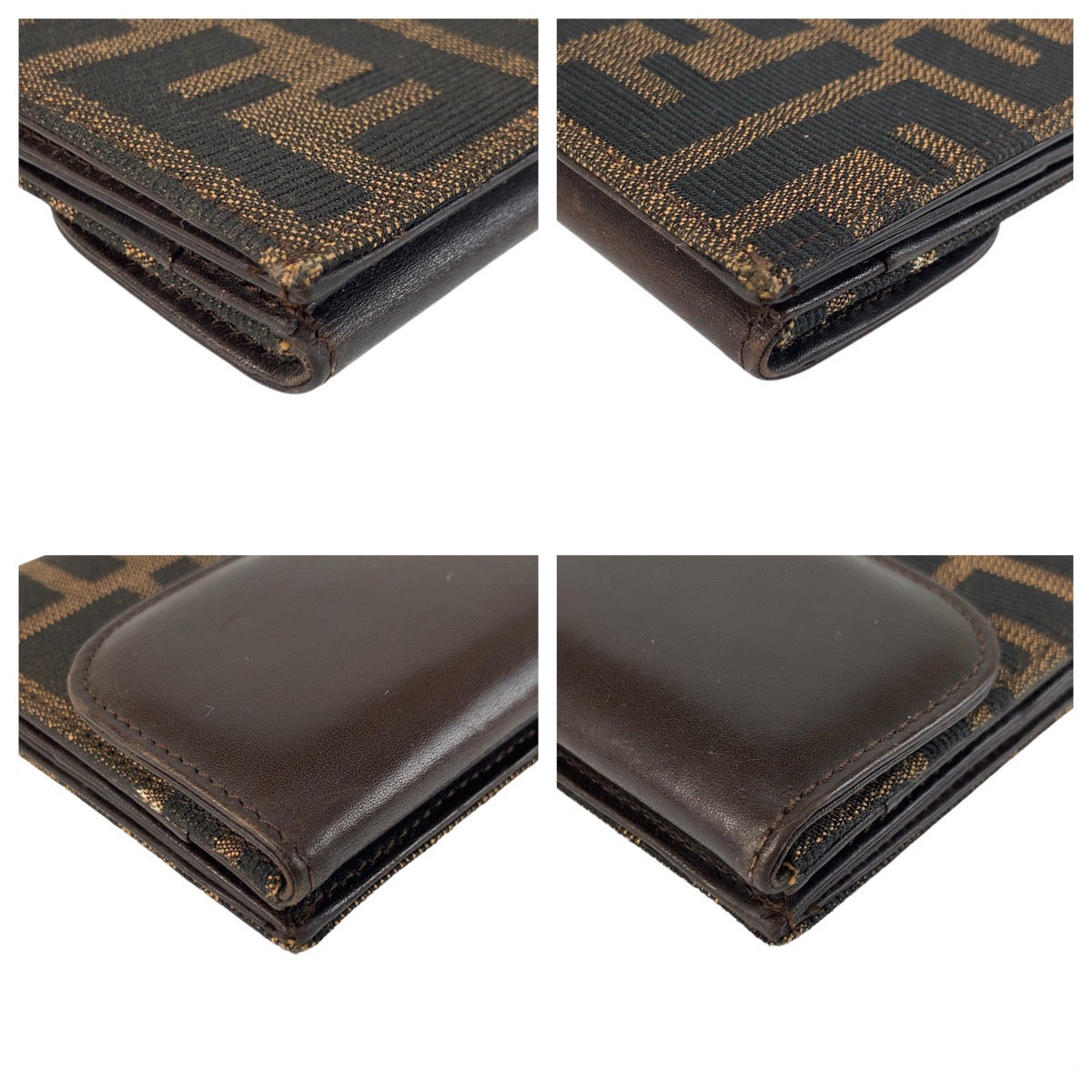 FENDI Long Wallet Purse 2400 31133 018 canvas Brown Silver Metal Zucca