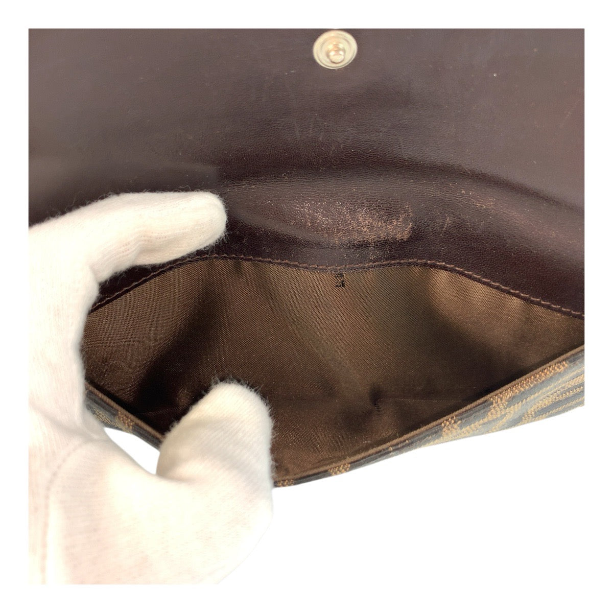 FENDI Long Wallet Purse 2400 31133 018 canvas Brown Silver Metal Zucca