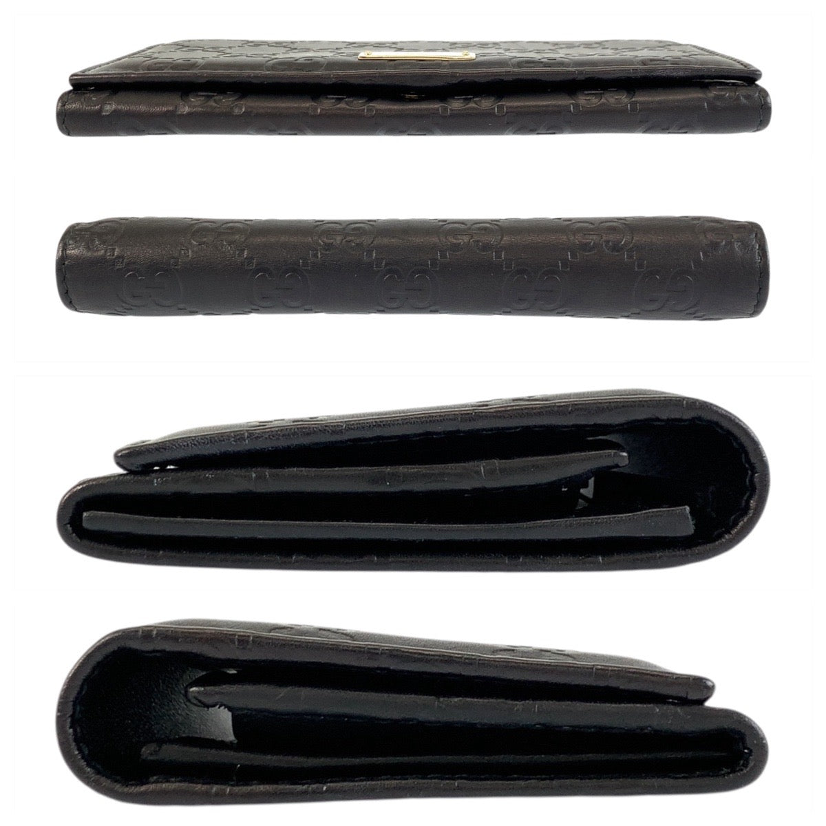 GUCCI Long Wallet Purse 244946 leather Black GoldMetal Guccisima