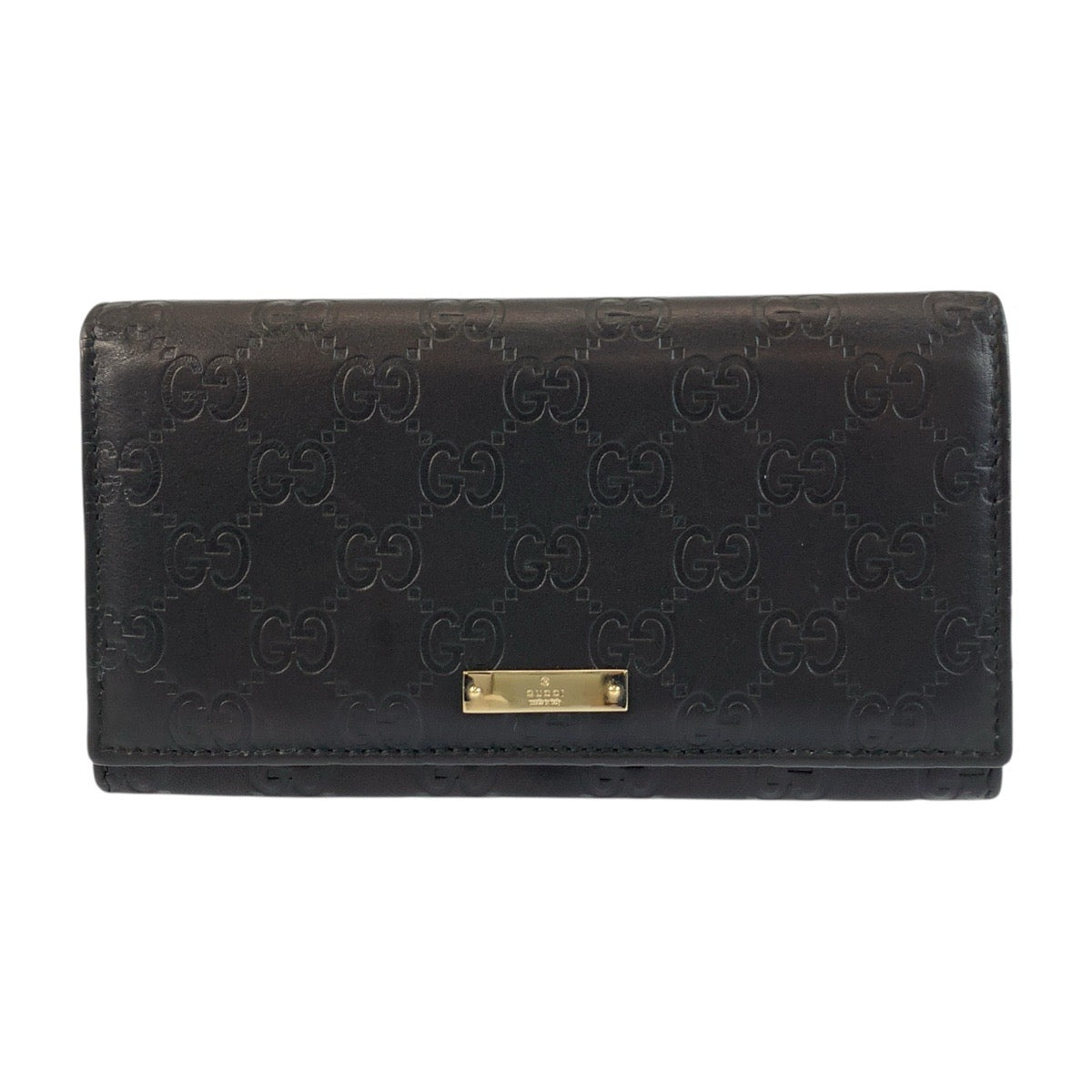 GUCCI Long Wallet Purse 244946 leather Black GoldMetal Guccisima