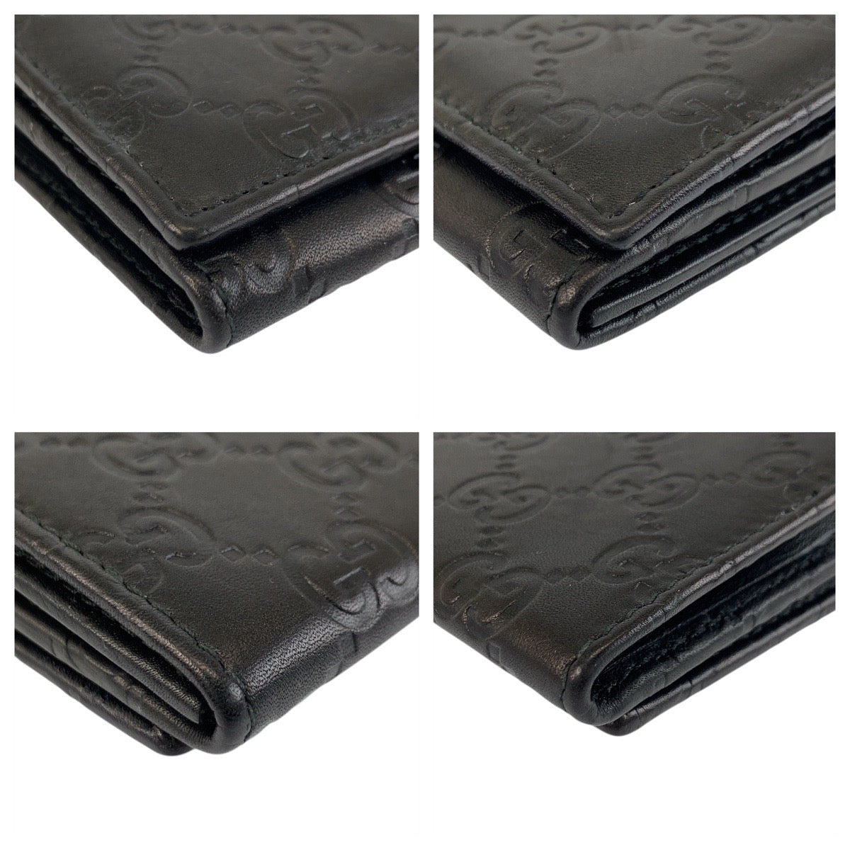 GUCCI Long Wallet Purse 244946 leather Black GoldMetal Guccisima