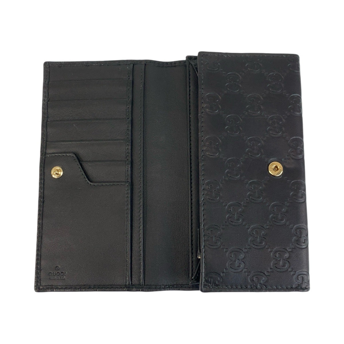 GUCCI Long Wallet Purse 244946 leather Black GoldMetal Guccisima