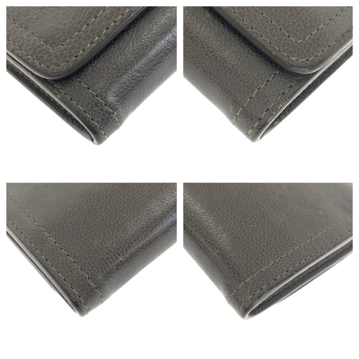 PRADA Long Wallet Purse leather Gray Light Blue Silver